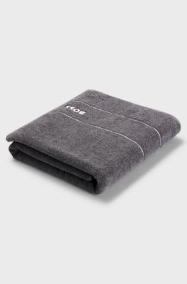 Cotton bath sheet with white logo embroidery, Dark Grey