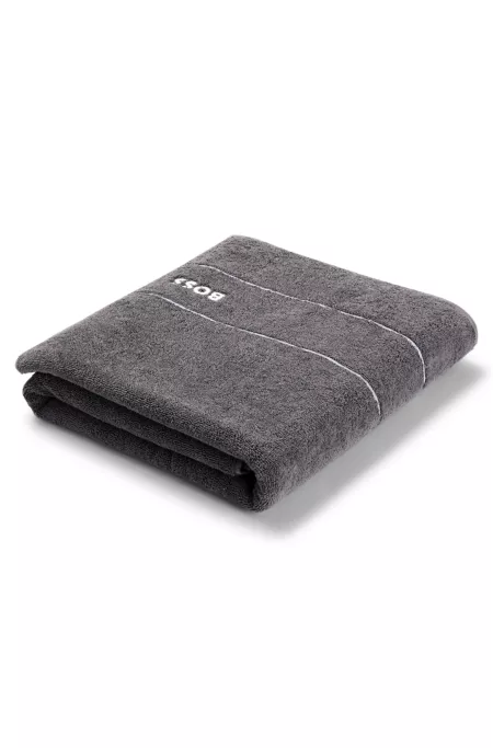 Cotton bath sheet with white logo embroidery