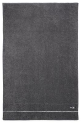 Cotton bath sheet with white logo embroidery, Dark Grey