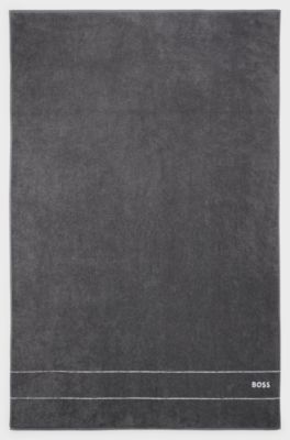 Cotton bath sheet with white logo embroidery, Dark Grey