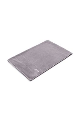 Drap de bain en coton avec logo brod&eacute; blanc, Gris