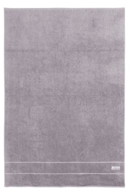 Cotton bath sheet with white logo embroidery, Grey