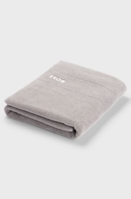 Cotton bath sheet with white logo embroidery, Grey
