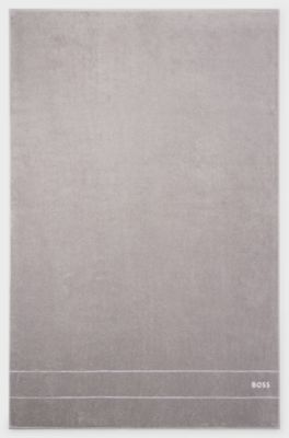 Telo da bagno in cotone con logo bianco ricamato, Grigio