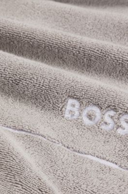 Cotton bath sheet with white logo embroidery, Grey