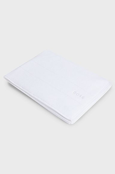 Cotton bath sheet with white logo embroidery, White