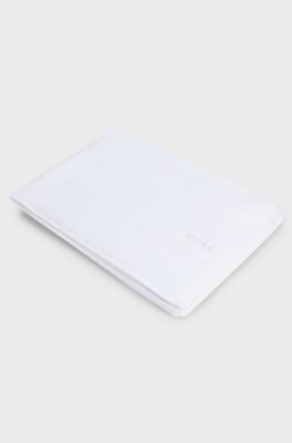 Cotton bath sheet with white logo embroidery, White