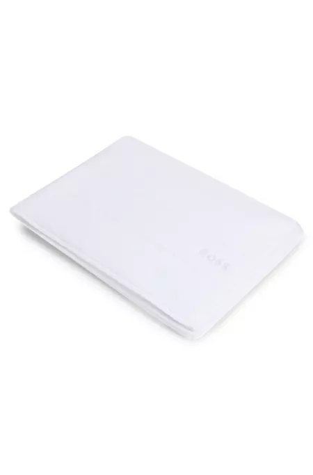 Cotton bath sheet with white logo embroidery