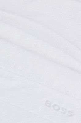 Cotton bath sheet with white logo embroidery, White