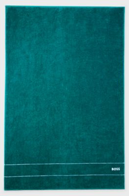 Telo da bagno in cotone con logo bianco ricamato, Verde scuro