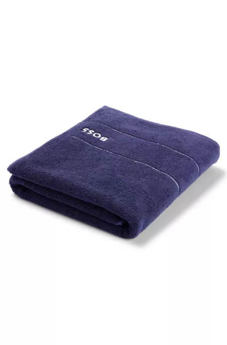 Cotton bath sheet with white logo embroidery