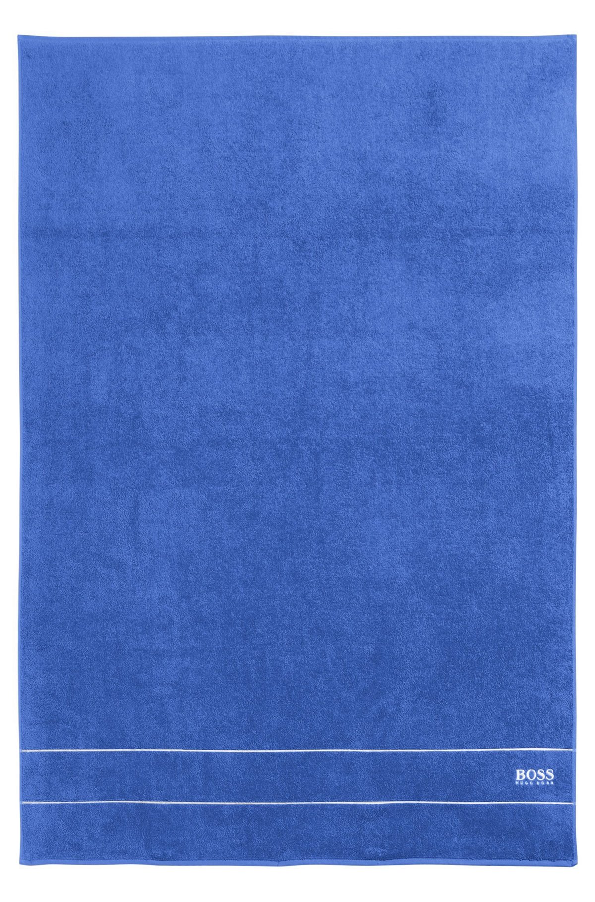 Drap de bain en coton avec logo brodé blanc, Bleu