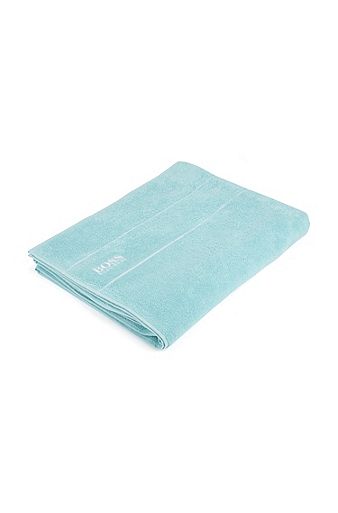 Drap de bain en coton avec logo brodé blanc, Turquoise