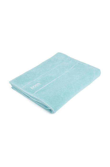 Egyptian-cotton bath sheet with contrast logo, Turquoise