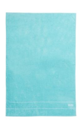 Drap de bain en coton avec logo brod&eacute; blanc, Turquoise