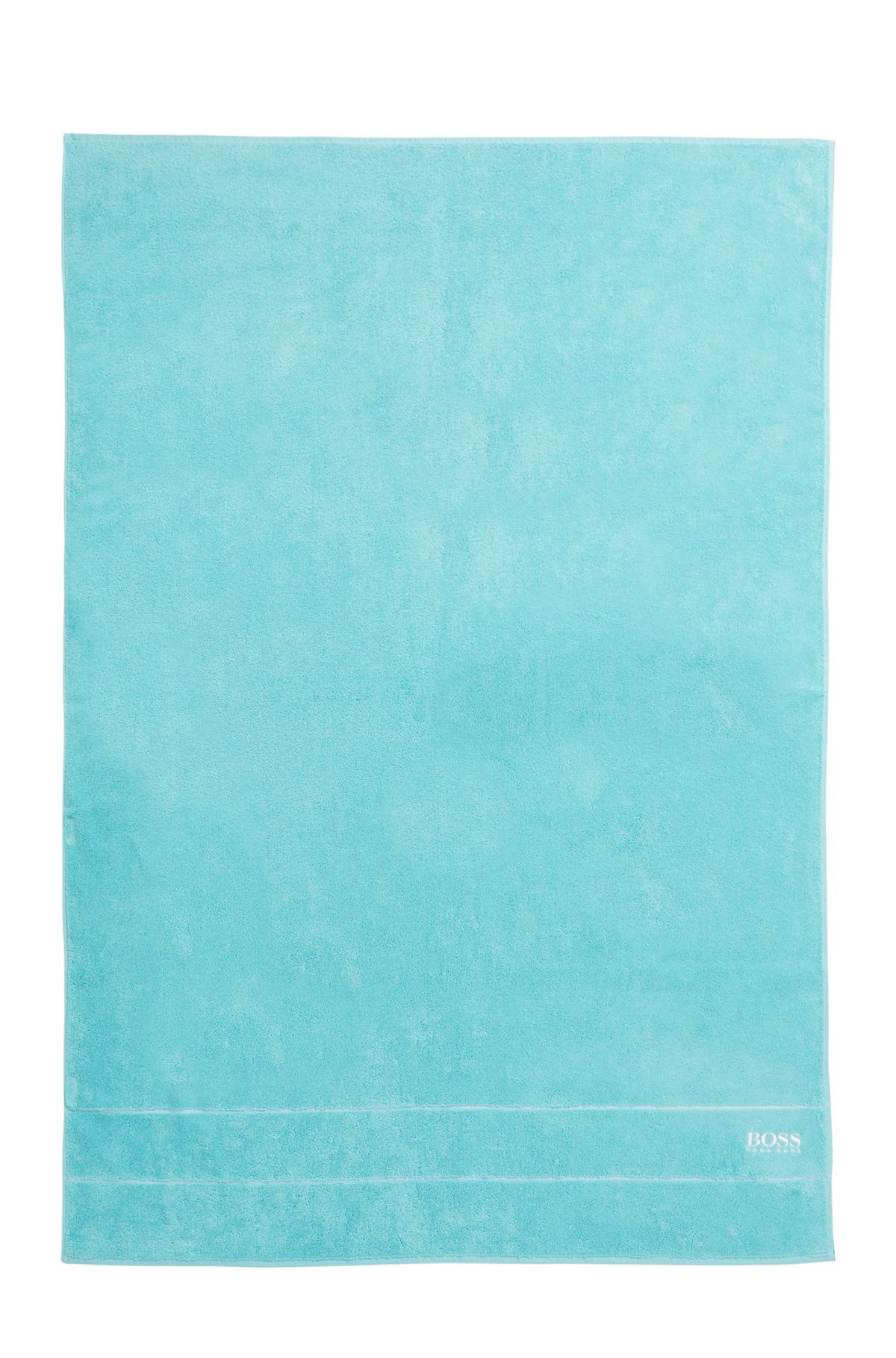 Cotton bath sheet with white logo embroidery, Turquoise