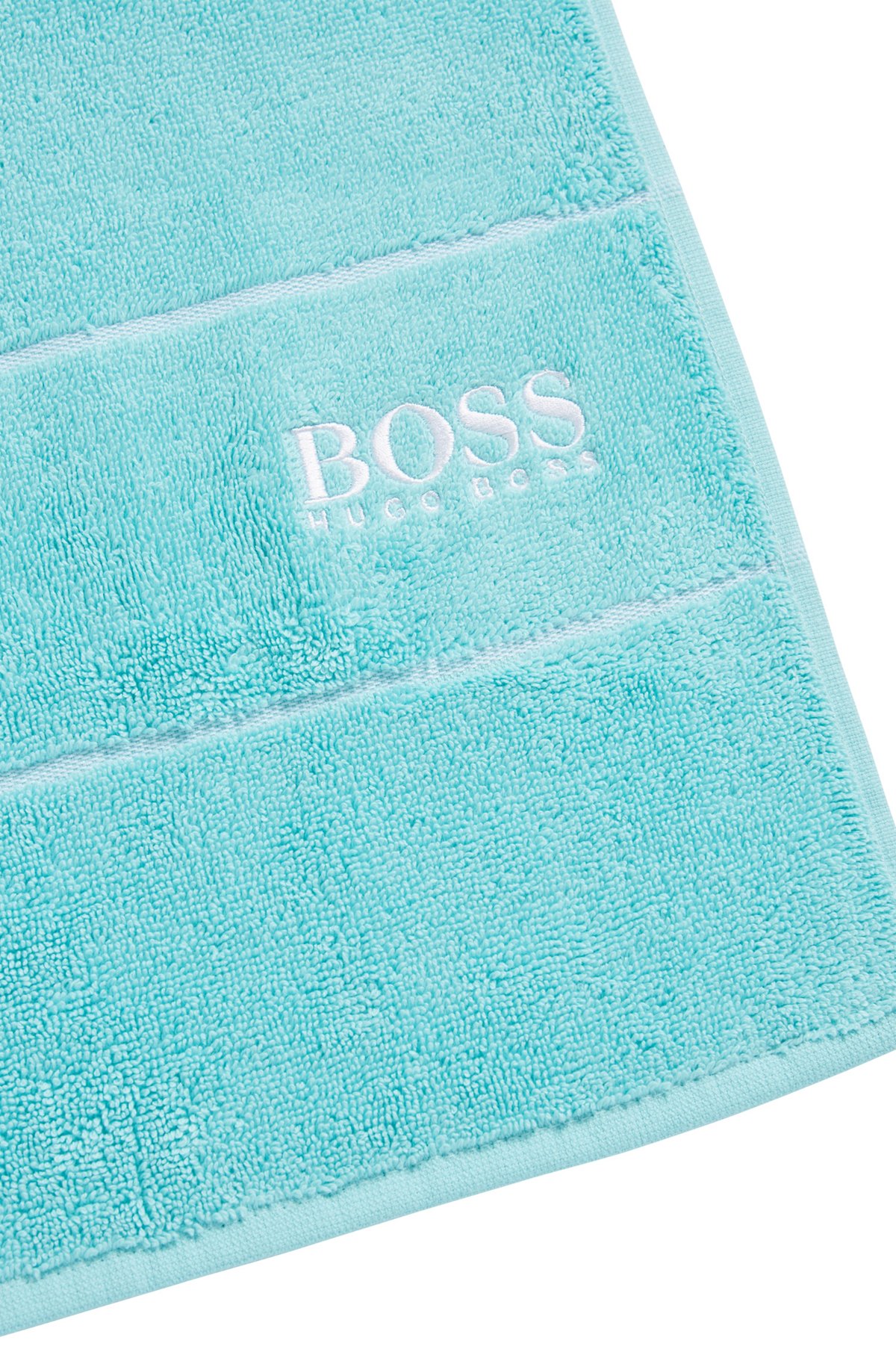 Drap de bain en coton avec logo brodé blanc, Turquoise