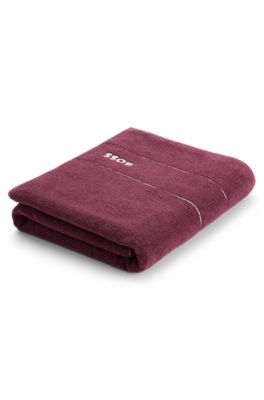 Cotton bath sheet with white logo embroidery, Dark Purple