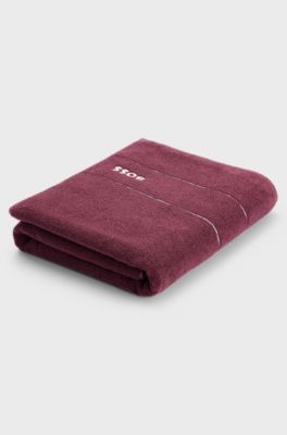 Cotton bath sheet with white logo embroidery, Dark Purple