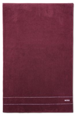 Cotton bath sheet with white logo embroidery, Dark Purple