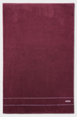 Cotton bath sheet with white logo embroidery, Dark Purple