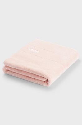 Drap de bain en coton avec logo brod&eacute; blanc, Rose