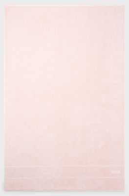 Drap de bain en coton avec logo brod&eacute; blanc, Rose