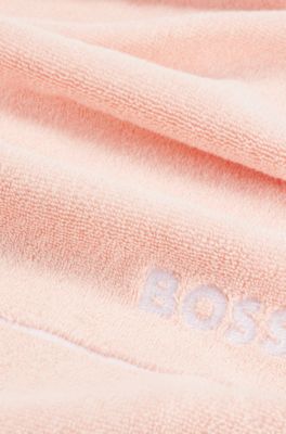 Drap de bain en coton avec logo brod&eacute; blanc, Rose