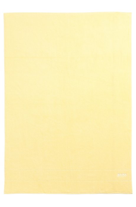 Finest Egyptian cotton bath sheet with logo border, Light Yellow
