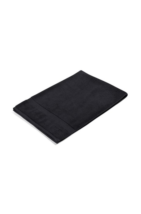 Bath sheet in combed Aegean cotton with ribbed border, Black