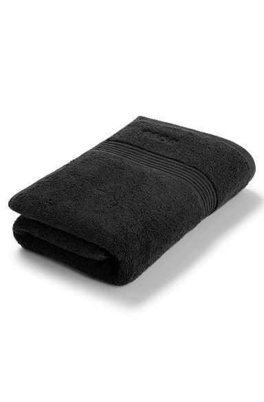Sort badehåndklæde i ægæisk bomuld med tone-i-tone-logo, Sort