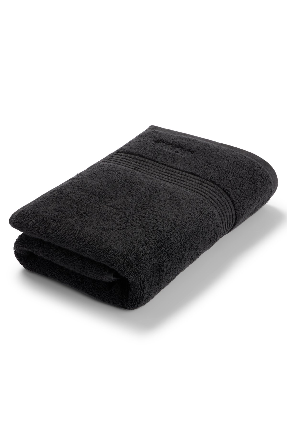 BOSS - Asciugamano da bagno in cotone egeo nero con logo tono su tono