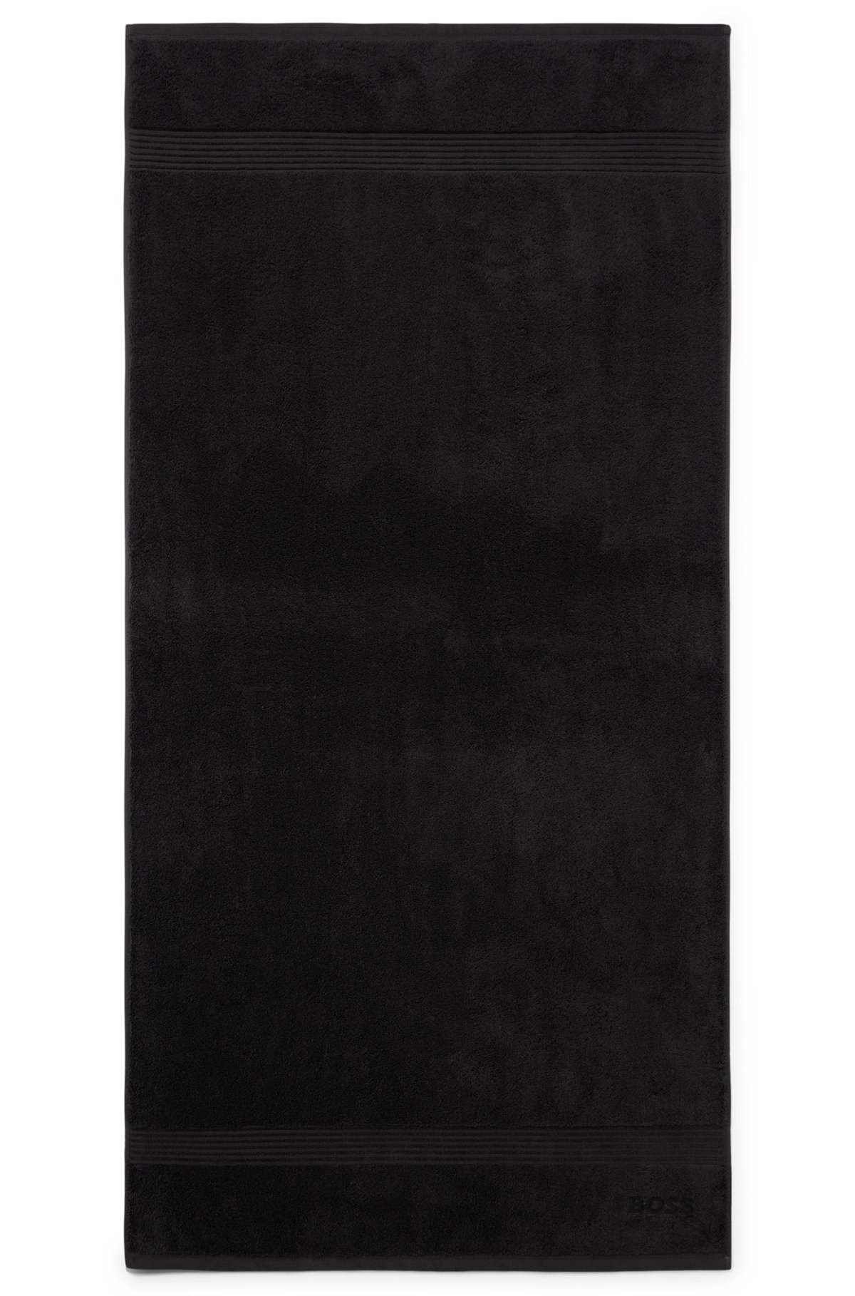 Black Aegean-cotton bath towel with tonal logo, Black