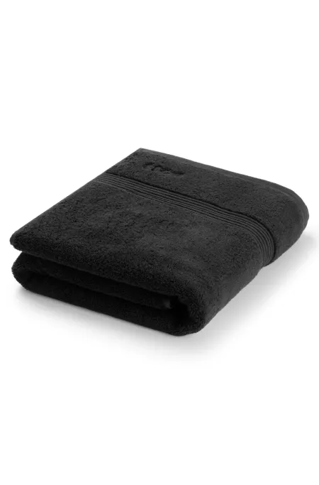 Black Aegean-cotton bath sheet with tonal logo