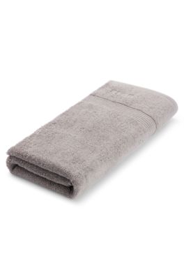 Cotton bath towel in silver with embroidered logo, Silver