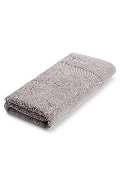 Sølvfarvet badehåndklæde i ægæisk bomuld med tone-i-tone-logo, Sølv