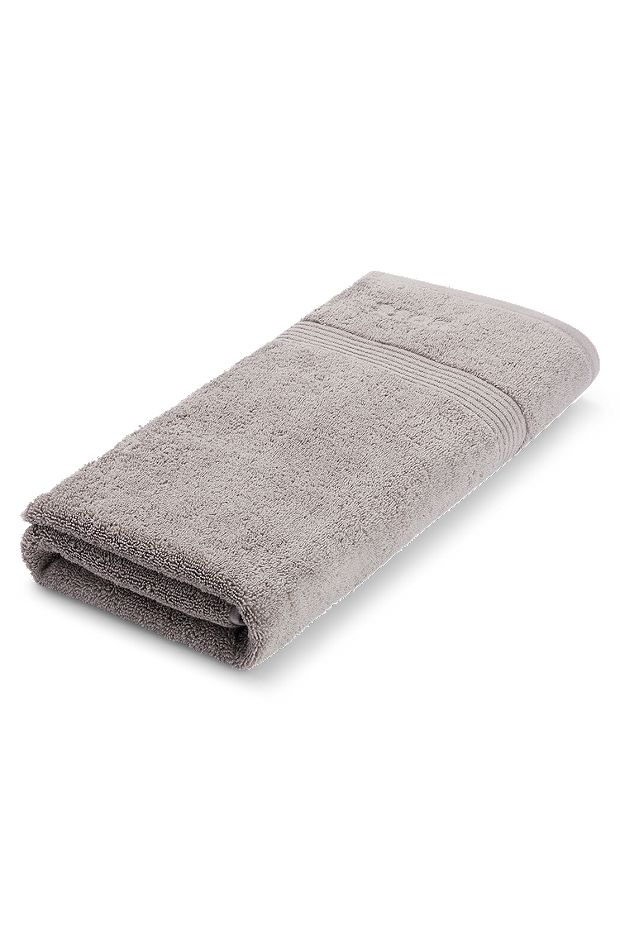 Asciugamano da bagno in cotone egeo color argento con logo tono su tono, Argento
