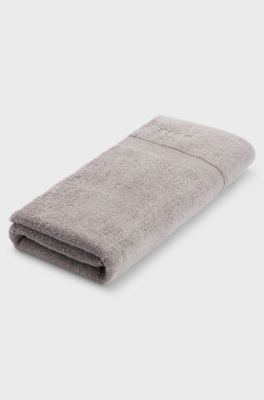 Cotton bath towel in silver with embroidered logo, Silver