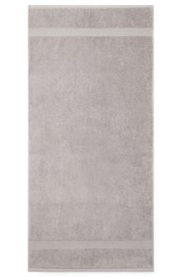 Cotton bath towel in silver with embroidered logo, Silver