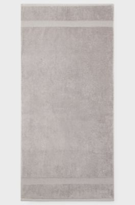 Cotton bath towel in silver with embroidered logo, Silver