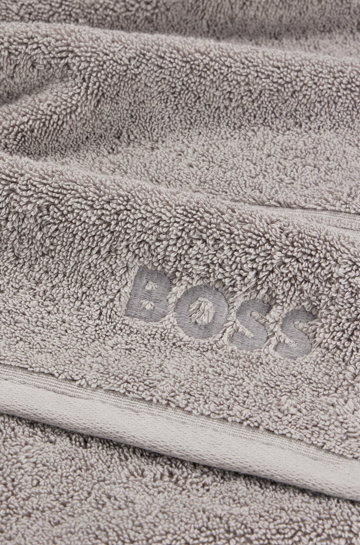 Silver Aegean-cotton bath towel with tonal logo, Silver