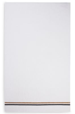 Cotton bath towel with signature-stripe border, White