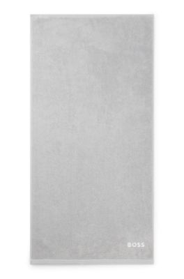 Cotton bath towel with contrast embroidered logo, Silver
