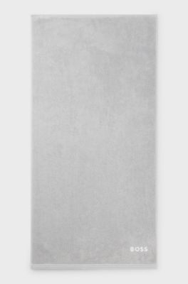 Cotton bath towel with contrast embroidered logo, Silver