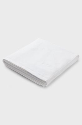 Cotton bath towel with contrast embroidered logo, White