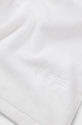 Cotton bath towel with contrast embroidered logo, White