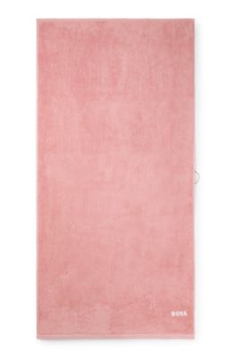 Cotton bath towel with contrast embroidered logo, light pink