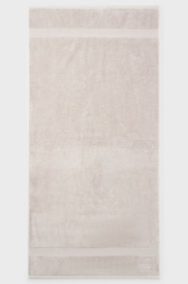 Cotton bath towel with tonal embroidered logo, Light Beige