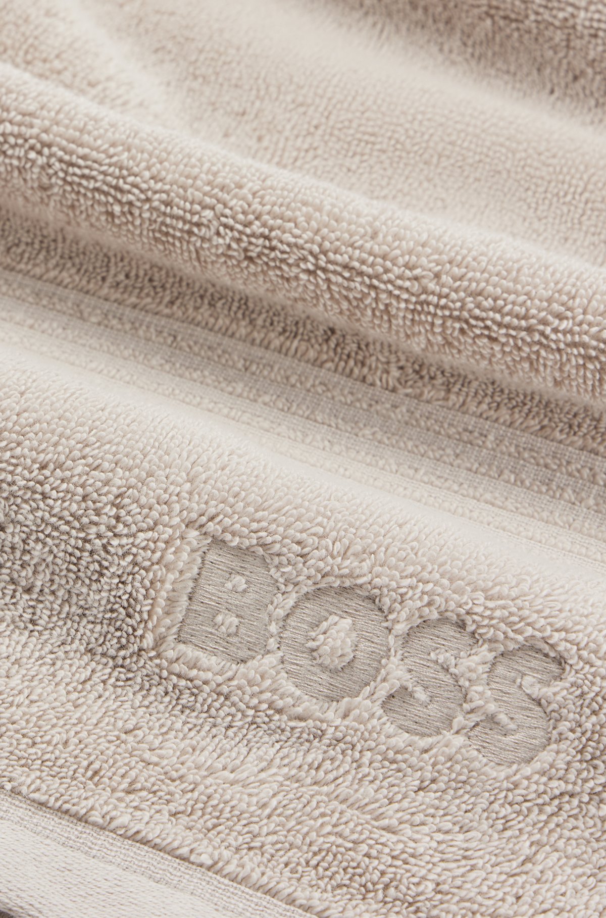 Logo bath towel in Aegean cotton, Light Beige
