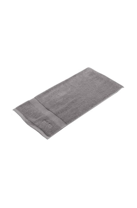 Bath towel in combed Aegean cotton with ribbed border, Silver
